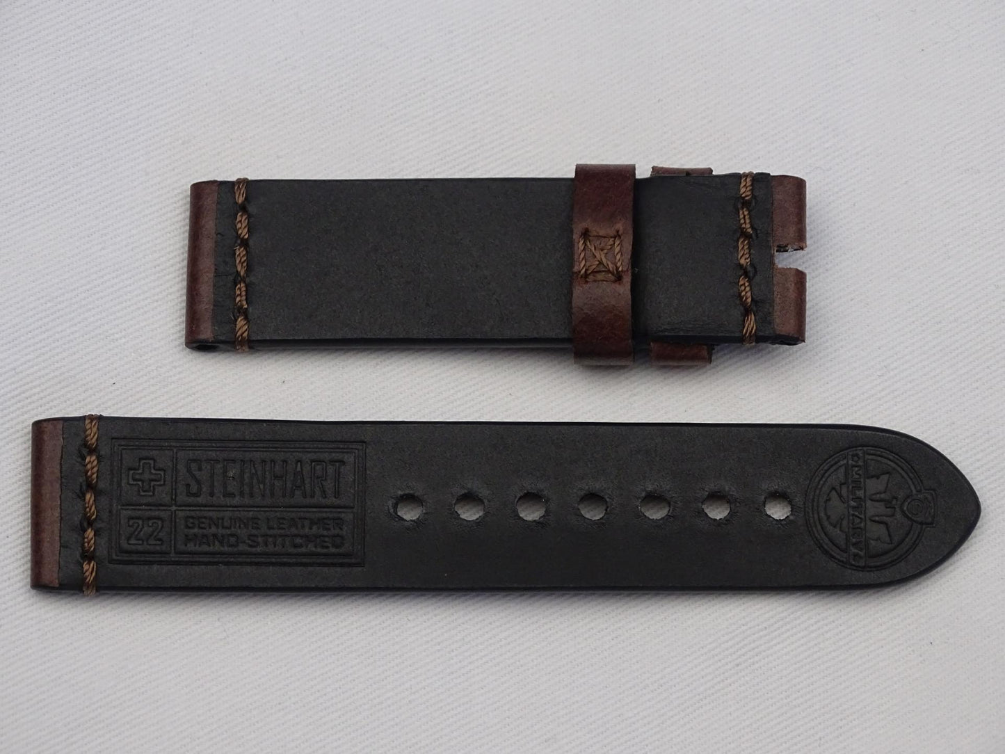 Leather Strap dark brown with brown stitching