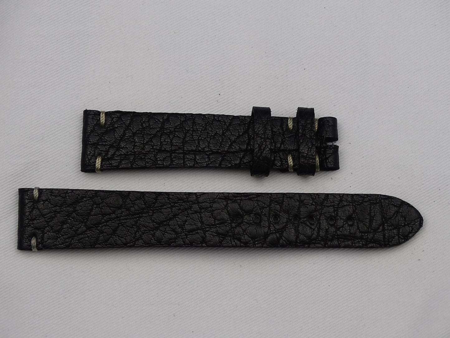 Leather Strap dark brown with gray stitching