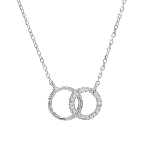 Rhodium-plated silver necklace ANNA 2 circles