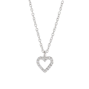 Rhod. silver necklace AIDA heart 7mm 42+3cm