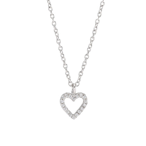 Rhod. silver necklace AIDA heart 7mm 42+3cm