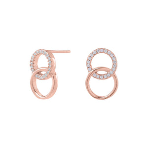 Rosegold-plated silver earrings ANNA circles cz.