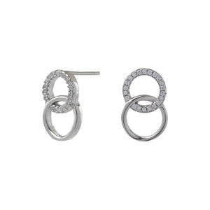 Rhod. silver earrings ANNA circles with zirconia