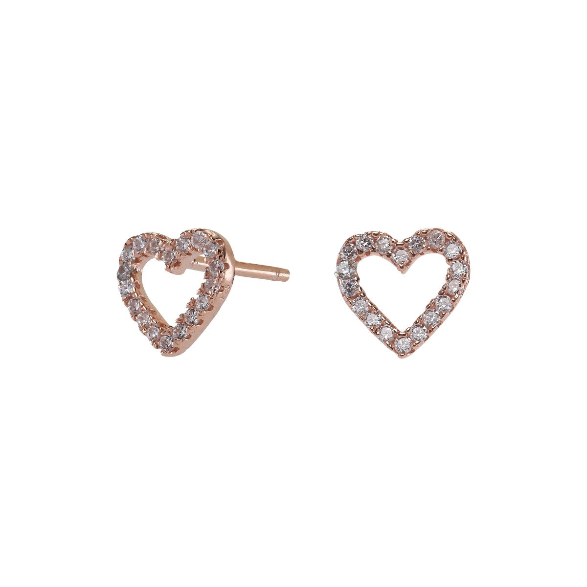 Rosegold-plated silver earrings AIDA heart cz. 6mm