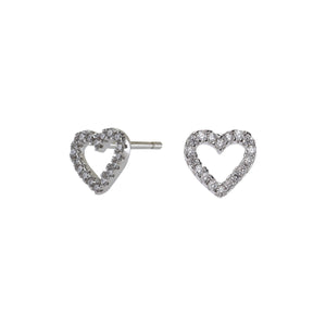 Rhod. silver earrings AIDA heart with zirconia 6mm