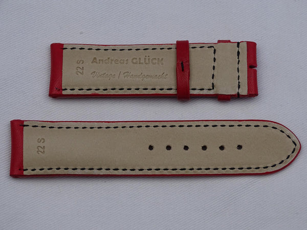 Leather Strap red with black stitching