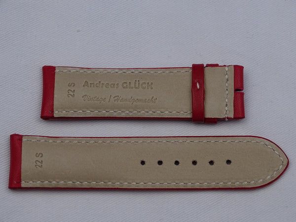 Leather Strap red with grey stitching