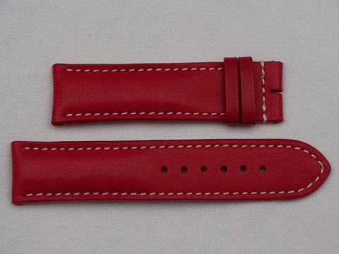 Leather Strap red with grey stitching