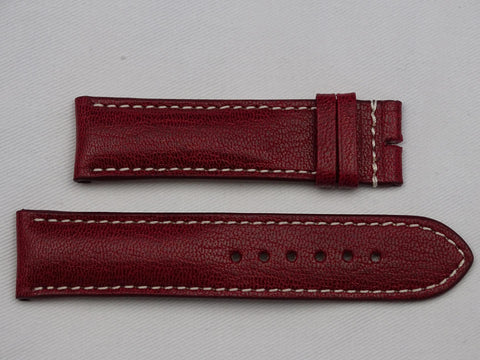 Leather Strap wine red with grey stitching