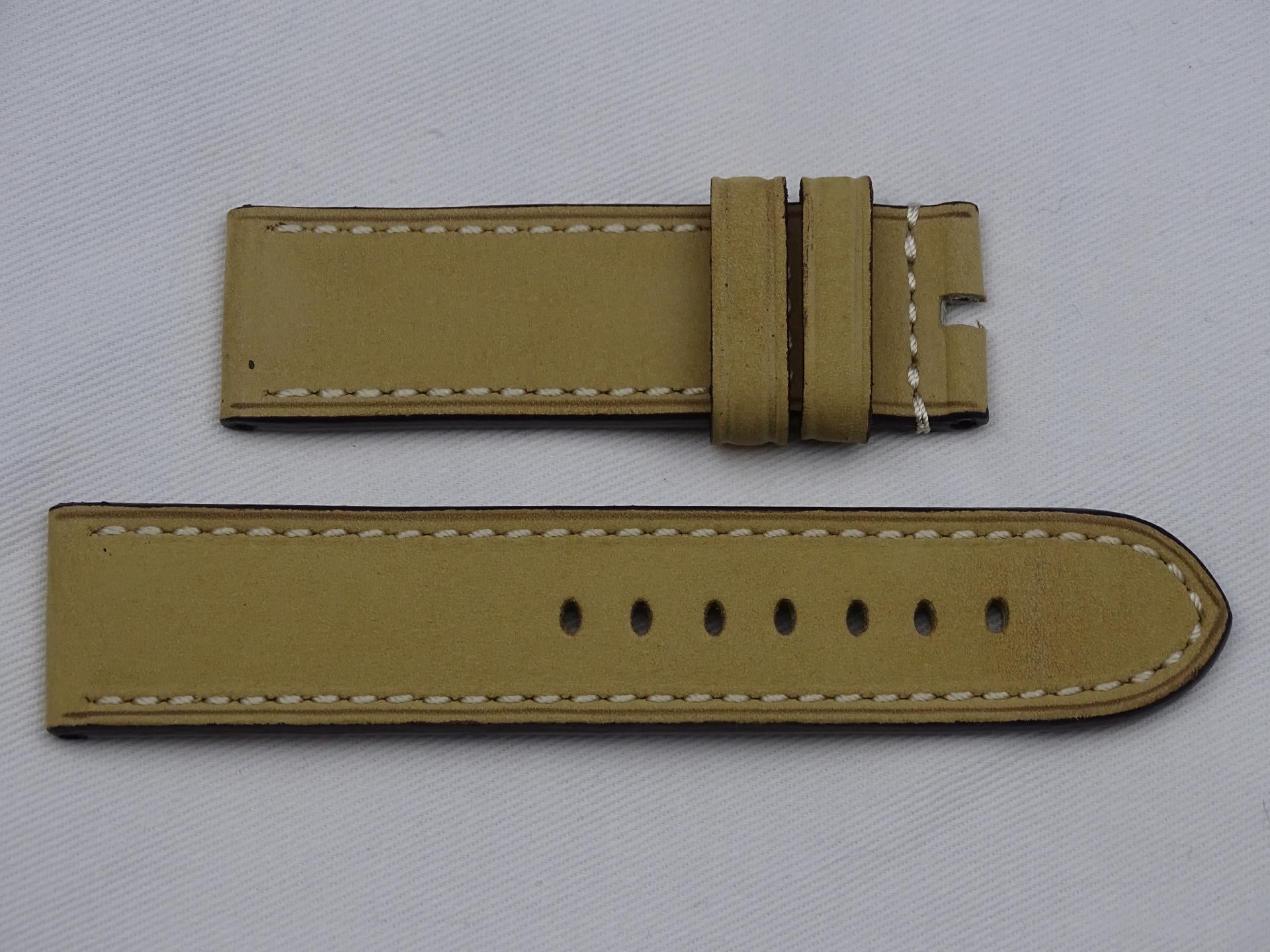 Suede leather Strap beige with grey stitching