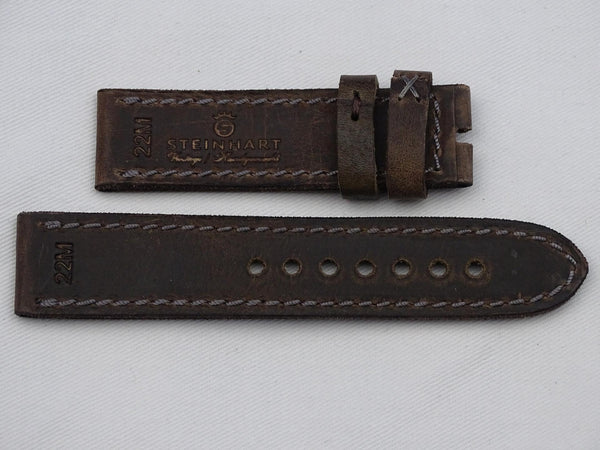 Leather Strap dark brown with brown stitching