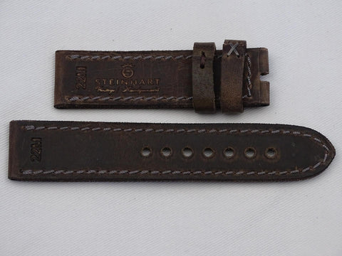 Leather Strap dark brown vintage with brown stitching