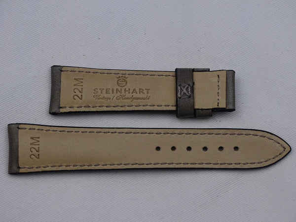 Leather Strap dark grey with grey stitching