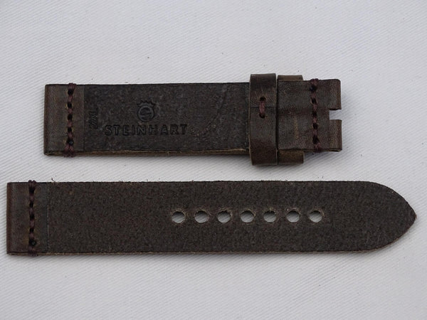 Leather Strap dark brown vintage with brown stitching