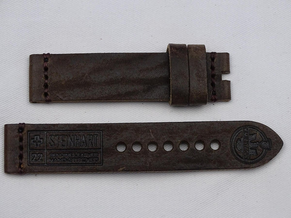 Leather Strap dark brown vintage with brown stitching