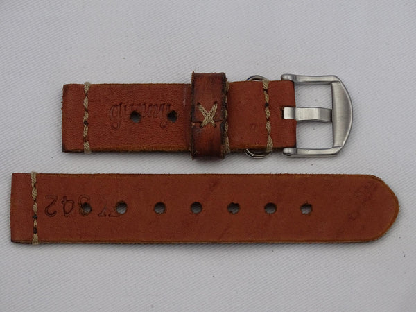 Leather Strap orange/brown vintage with beige stitching