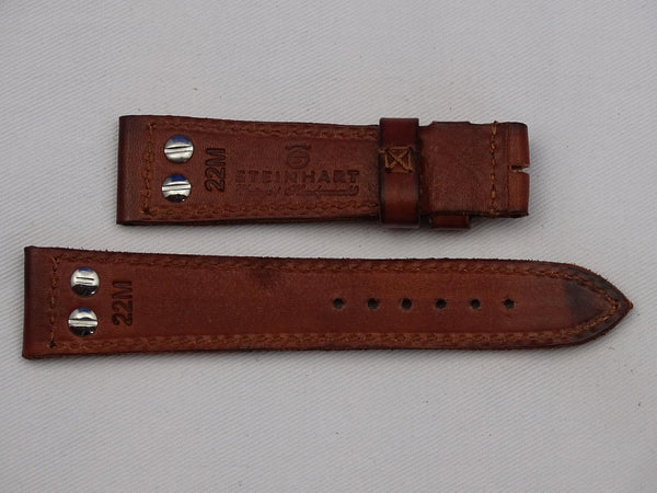 Leather Strap brown with brown stitching and double studs