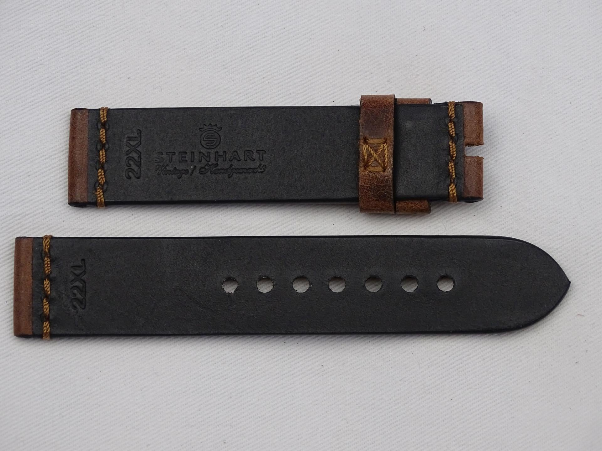 Leather Strap brown with bronce stitching