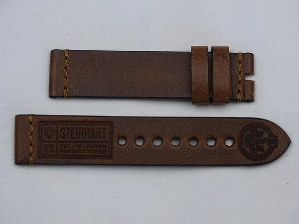 Leather Strap brown with bronce stitching