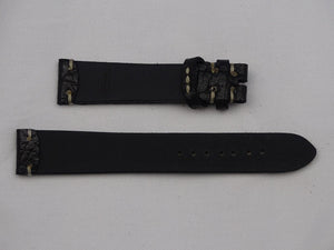 Leather Strap dark  brown with gray stitching