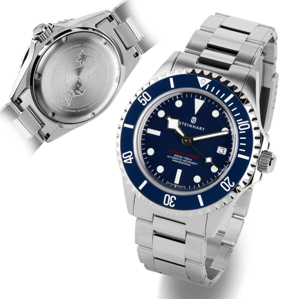 Olko NEW PICS! 42mm Steinhart- Olko Watches OCEAN 3, BLUE Sub, Snowflake ...